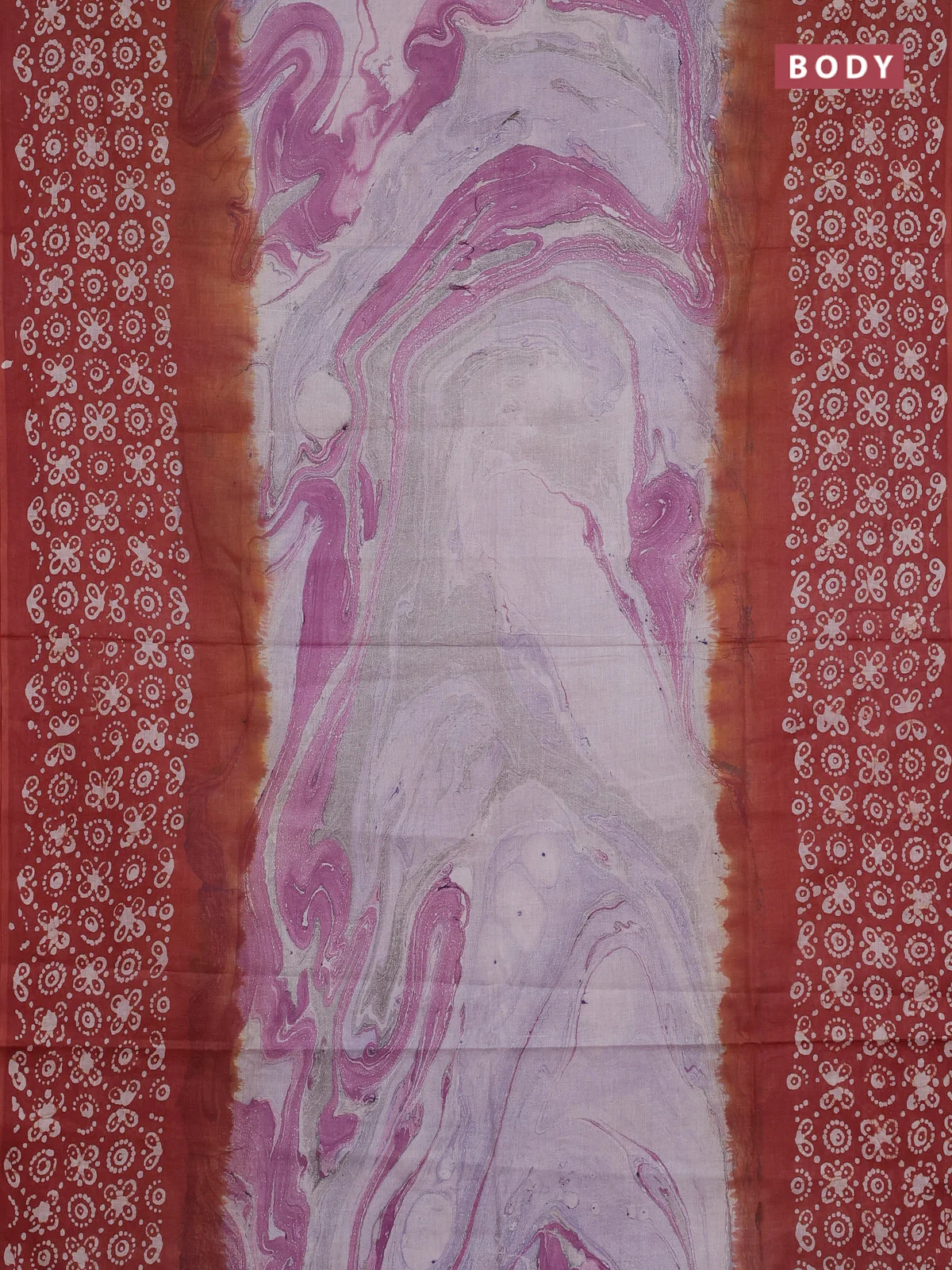 Multicolour and Pastel Maroon Batik Printed Cotton Saree